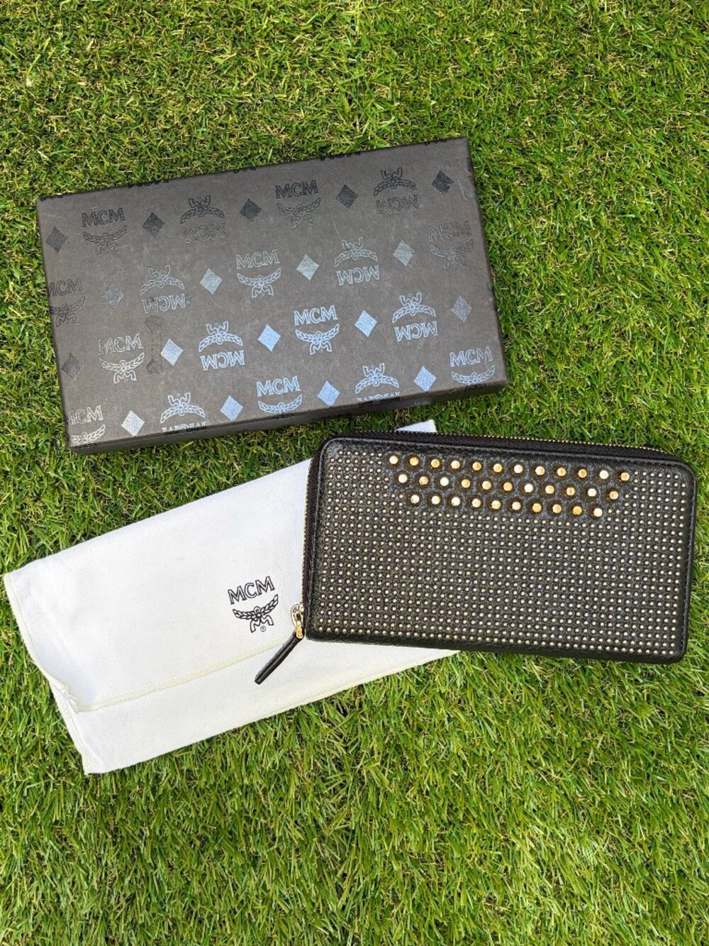 MCM Studded Zip-Around Long Wallet
